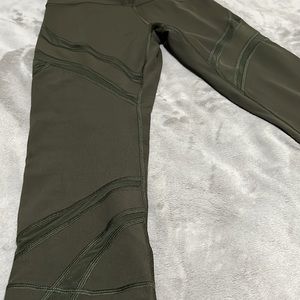 Size 8 Lululemon Olive Green Mesh Crop Leggings